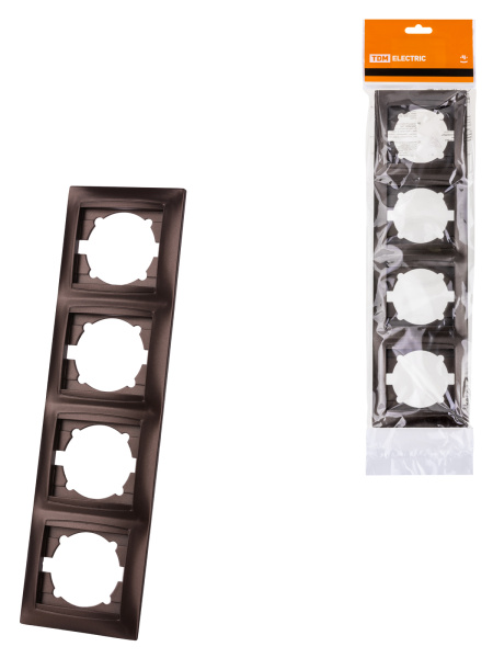 TDM Рамка 4-х постовая вертикальная шоколад "Лама" SQ1815-0535