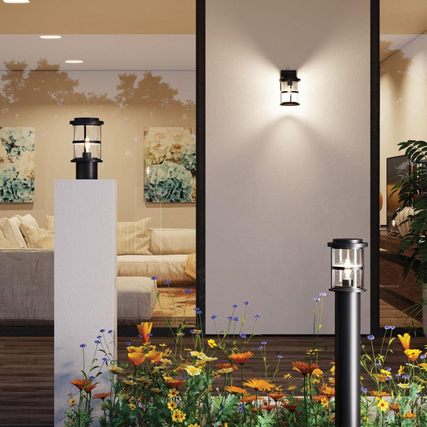 Купить Odeon Light 4964/1W NATURE ODL22 581 черный/стекло Ландшафтный настен.светильник E27 1*60W IP44 MAGUS