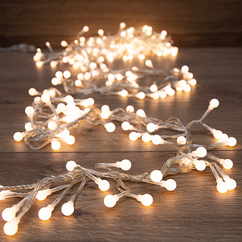 NEON-NIGHT Гирлянда "Мишура LED" 3 м прозрачный ПВХ, 288 диодов, цвет ТЕПЛЫЙ БЕЛЫЙ 303-606