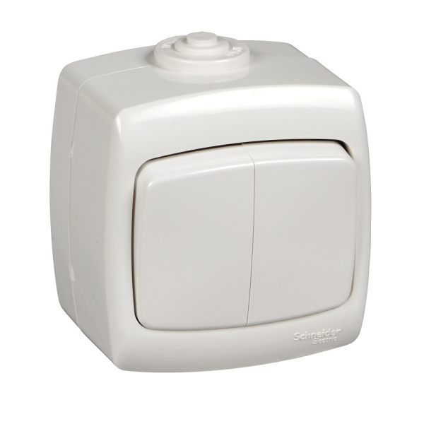 SE Wessen Рондо наруж Бел Выключатель 2-клавишный 6А, IP44 VA56-225B-BI