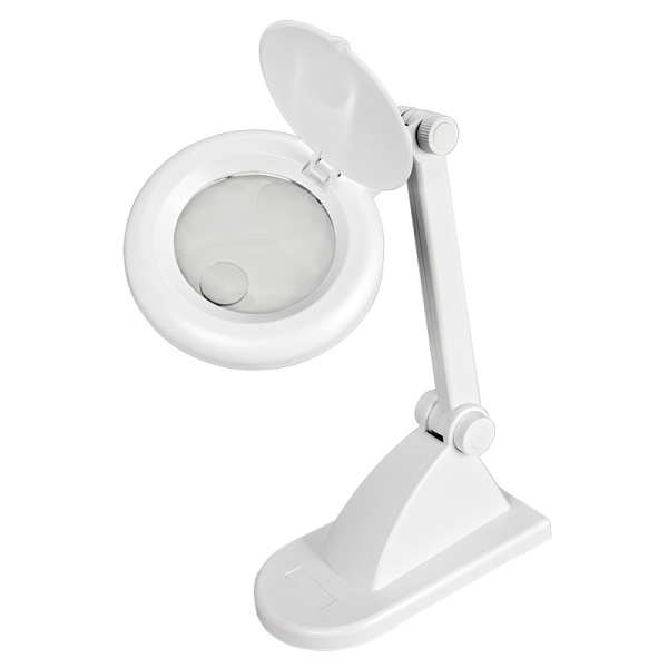Лупа настольная 3D+12D с подсветкой, белая Rexant 31-0242