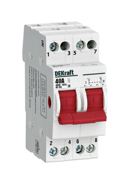 Dekraft Трехпозиционный выключатель-разъединитель 2P 40A ВР-103
