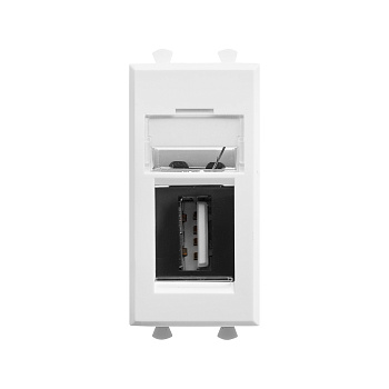 DKC USB 2.0 розетка модульная, тип А-А, "Avanti", "Белое облако", 1 модуль