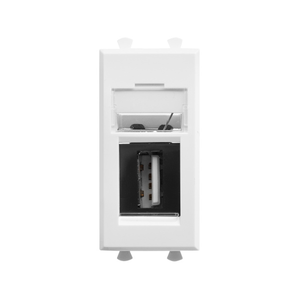 DKC USB 2.0 розетка модульная, тип А-А, "Avanti", "Белое облако", 1 модуль