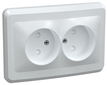 IEK VEGA РС12-2-ВБ Розетка 2местн. без з/к без защ.штор. 10А ВЕГА (белый)