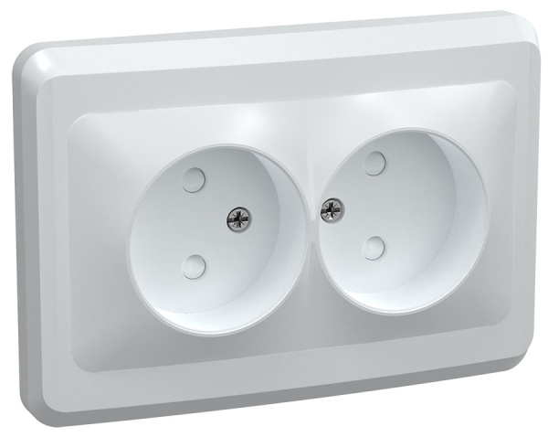 IEK VEGA РС12-2-ВБ Розетка 2местн. без з/к без защ.штор. 10А ВЕГА (белый)