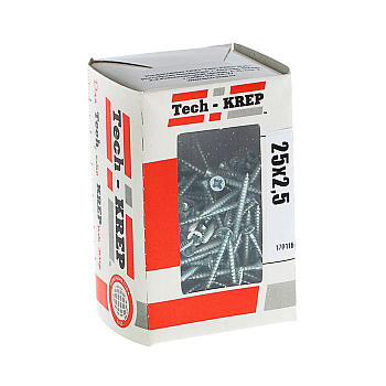 Tech-Krep Саморезы универсальные  25х2,5 мм (200 шт)  оцинкованные - коробка с ок. Tech-Kr 102159