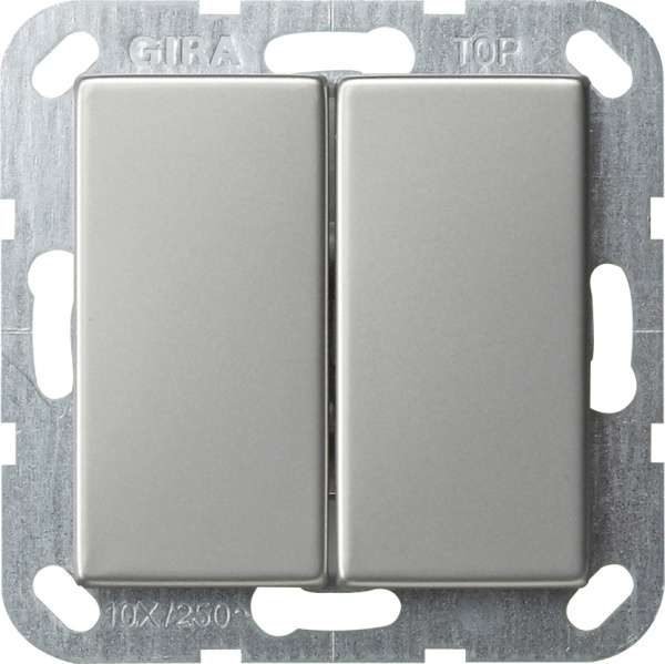 Gira S-55 Сталь Выключатель двухклавишный с самовозвратом 0125600
