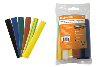 TDM Термоусаживаемая трубка ТУТнг 10/5 набор (7 цветов по 3 шт. 100мм) SQ0518-0505