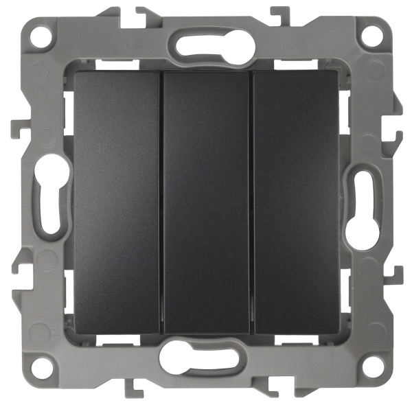 ЭРА 12-1107-05 Выключатель тройной, 10АХ-250В, IP20, 12, Антрацит