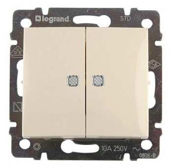 Legrand DIY Valena Крем Выключатель 2-клавишный с подсветкой 695630