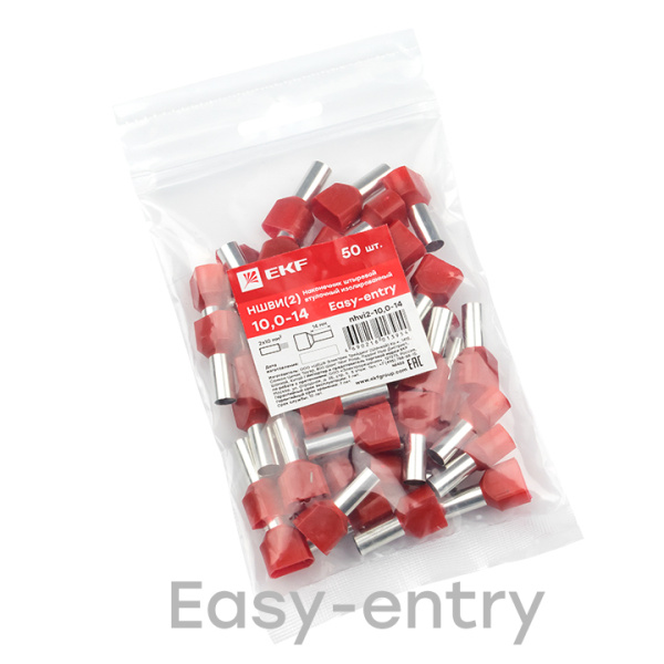 Купить EKF PROxima Наконечник штыревой втулочный изолированный НШвИ(2) 10,0-14 (50шт.)