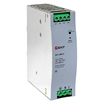 EKF Блок питания на дин рейку 120 вт,Uвх ~ 220 В AC , Uвых - 12 В DC постоянного тока