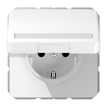 JUNG Штепсельная розетка SCHUKO 16A 250V~ с полем для надписи и защитой от влажности белая CD1520BFNAKLWW