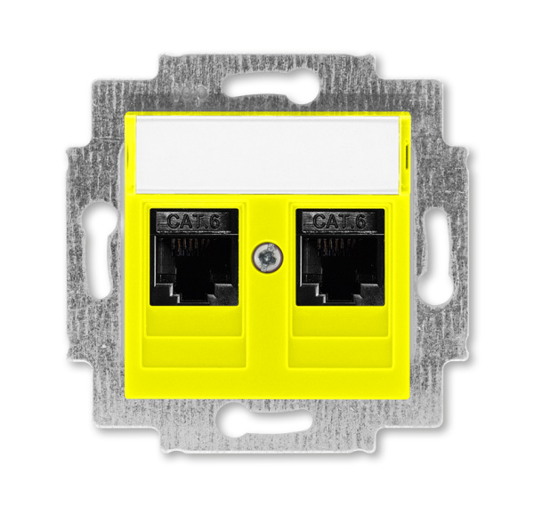 ABB EPJ Levit жёлтый / дымчатый чёрный Розетка компьютерная, 2хRJ45 кат,6, жёлтый 2CHH296118A6064