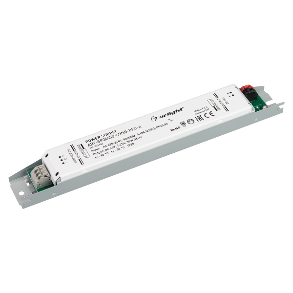 Arlight Блок питания ARV-SP24030-LONG-PFC-A (24V, 1.25A, 30W) (IP20 Металл, 5 лет) 031104