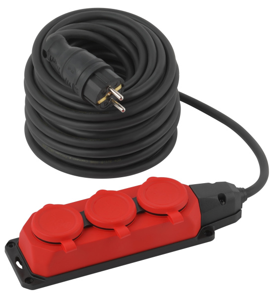 ЭРА Удлинитель силовой ЭРА UK-3e-3x1,5-30m-IP44(KG) с заземлением 3 розетки каучук 30м КГ 3х1,5мм2 IP44