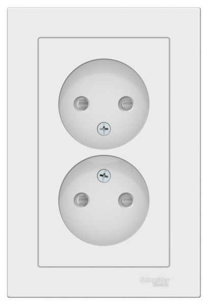 Купить Systeme Electric AtlasDesign Бел Розетка б/з двойная, со шторками,16А, в сборе