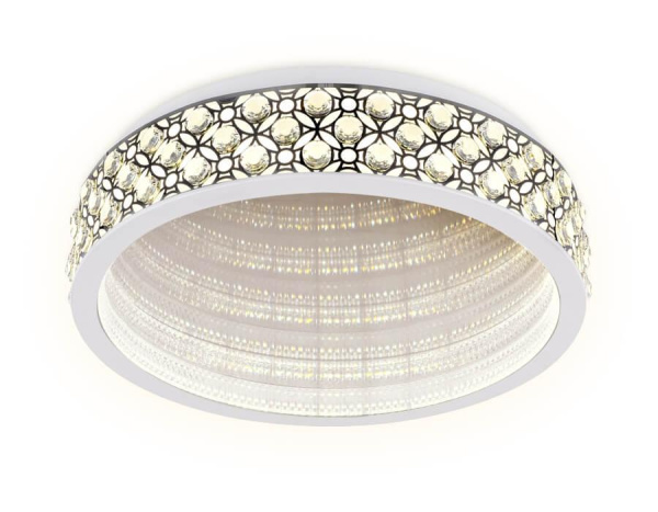 Купить Ambrella Потолочный светодиодный светильник с пультом FA9433 WH/CH белый/хром 112W D500*135 (ПДУ РАДИО 2.4)