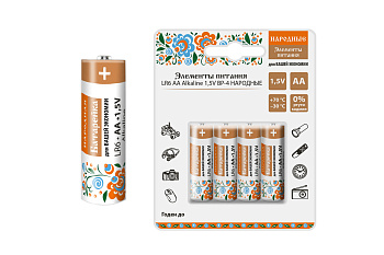TDM Элемент питания LR6 AA Alkaline 1,5V BP-4 Народный SQ1702-0007