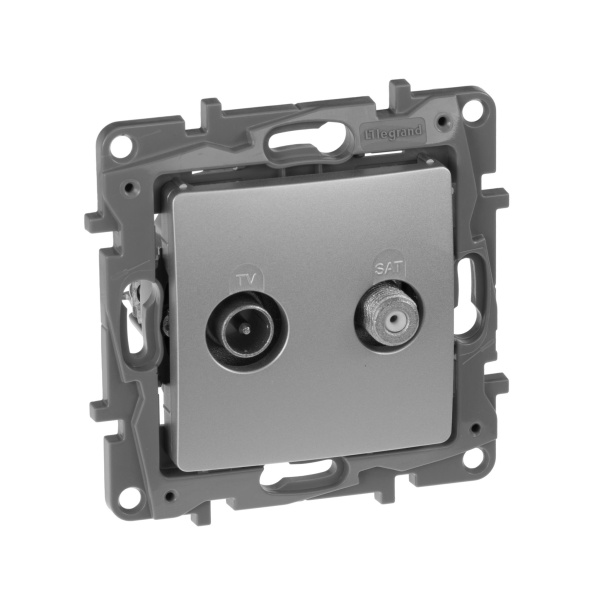 Купить Legrand Etika Алюминий Розетка Розетка TV/SAT 2-х кабельная 672457