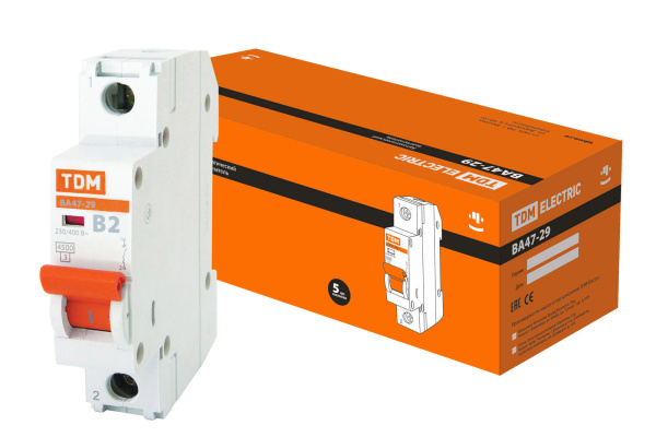 TDM Авт. выкл.ВА47-29 1Р  2А 4,5кА х-ка В SQ0206-0002