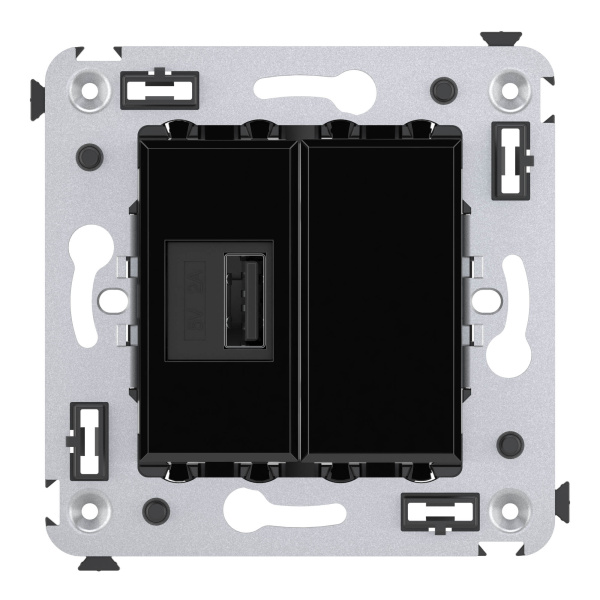 Купить DKC USB зарядное устройство в стену, "Avanti", "Черный квадрат"