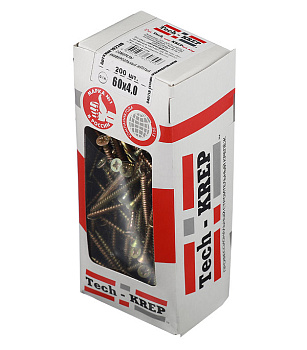 Tech-Krep Саморезы универсальные  60х4,0 мм (200 шт) желтые - коробка с ок. 102248