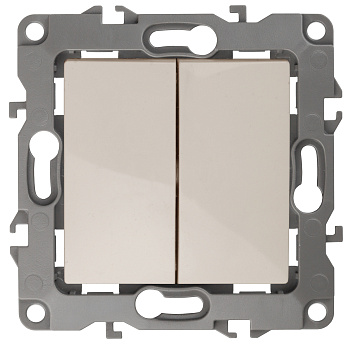 ЭРА 12-1106-02 Переключатель двойной, 10АХ-250В, IP20, 12, Слоновая кость