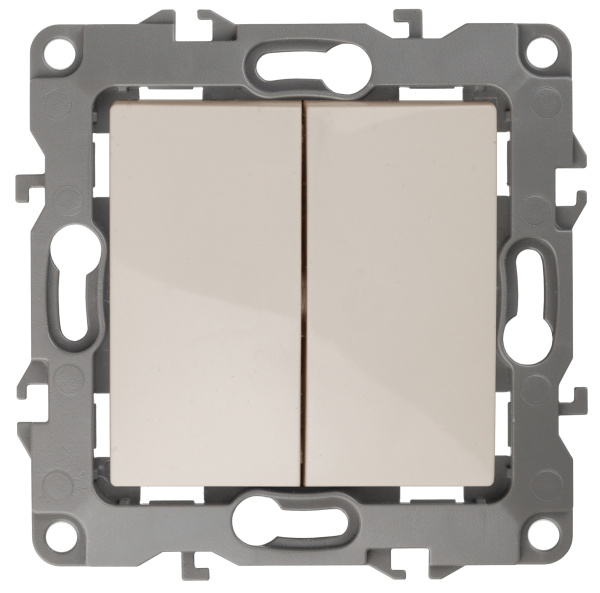 ЭРА 12-1106-02 Переключатель двойной, 10АХ-250В, IP20, 12, Слоновая кость