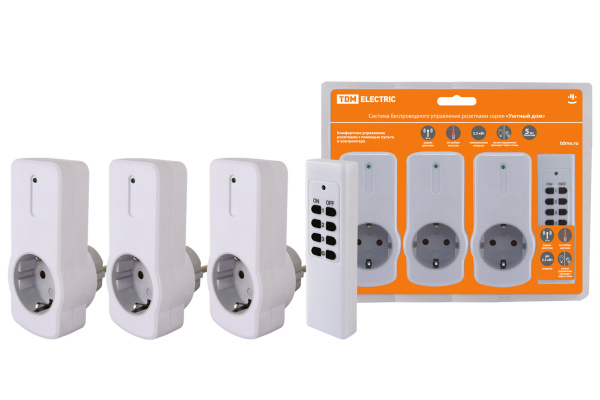 TDM Комплект для беспроводного управления розетками ПУ3-Р1.3 (3 приемника) "Уютный дом" SQ1508-0205