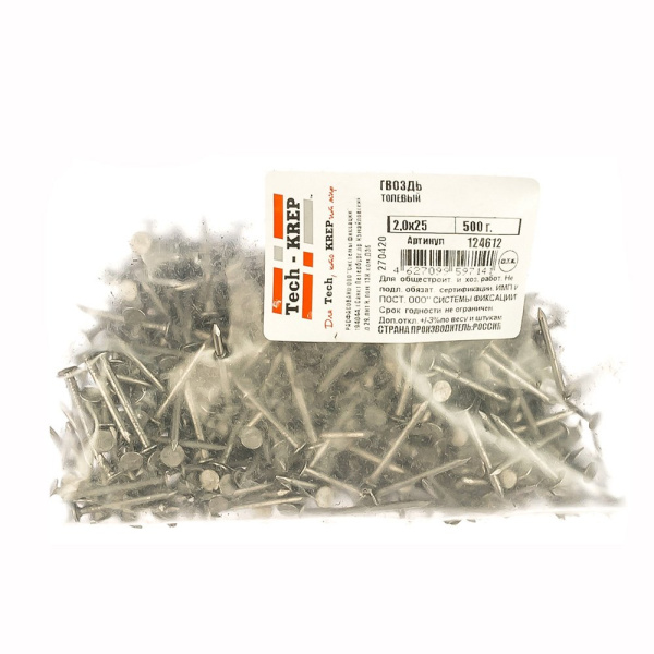Tech-Krep Гвоздь толевый 2,0х25 (500 г) - пакет 124612