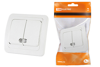 TDM Выключатель 2-кл. с подсветкой 10А белый "Валдай" SQ1804-0006