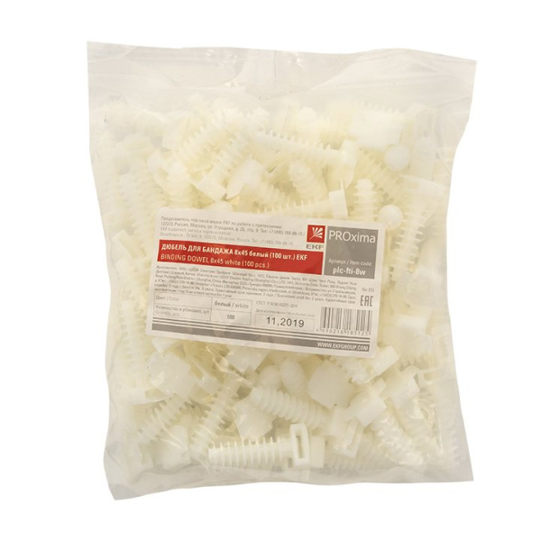 Купить EKF PROxima Дюбель для бандажа (8х45) белый (100шт.)