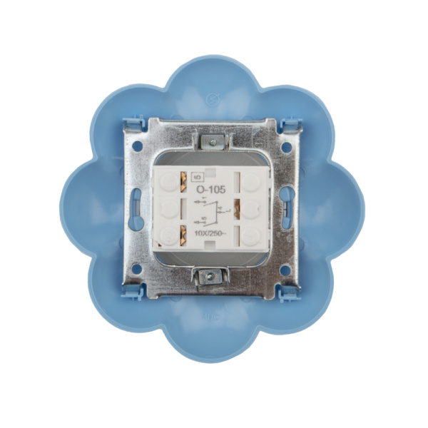 Купить Kranz Выключатель двухклавишный HAPPY с/у, Цветок, белый/голубой KR-78-0627