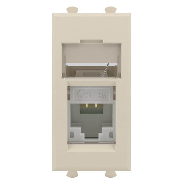 Купить DKC Компьютерная розетка RJ-45 модульная, кат.6А, "Avanti", "Ванильная дымка", 1 модуль