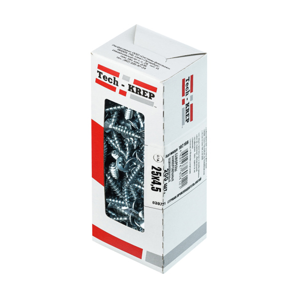 Tech-Krep Саморезы универсальные  25х4,5 мм (200 шт)  оцинкованные - коробка с ок. Tech-Kr 102188