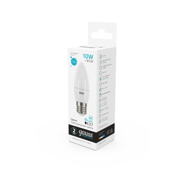 Купить Gauss Лампа Elementary Свеча 10W 750lm 4100K E27 LED 30220