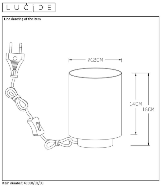 Купить Lucide SUZY Черный Настольная лампа 45588/01/30