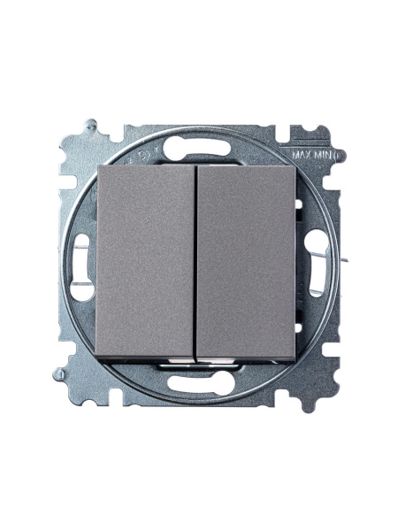 Купить ABB EPJ Levit сталь / дымчатый чёрный Выключатель 2-клавишный 2CHH590545A6069