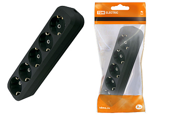 TDM Колодка розеточная 5 гнезд 2П+3 16А 250В черная SQ1806-0135