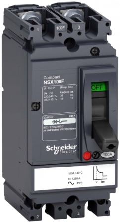 SE Compact NSX Силовой Автоматический выключатель 2P Iu=30А диапазон уставки тока расцепления: 190А 18кА IP30 LV438595