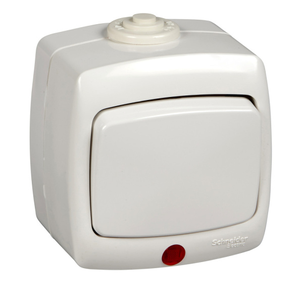 SE Wessen Рондо наруж Бел Переключатель 1-клавишный с подсветкой 10А, IP44 VA610-129B-BI