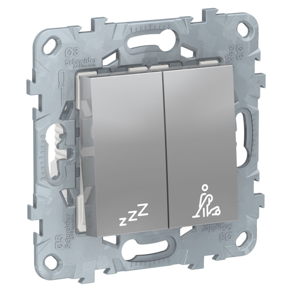SE Unica New Алюминий Выключатель кнопочный "Не беспокоить-убрать номер" NU521730