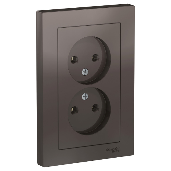 Systeme Electric AtlasDesign Мокко Розетка б/з двойная, 16А, в сборе