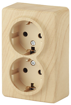 ЭРА 11-2206-11 Эксперт Сосна Розетка 2-ая с/з со шт ОУ