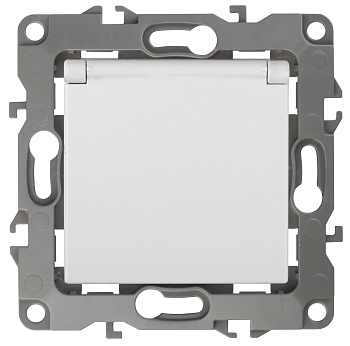 ЭРА 12А-2003-01 Розетка 2P+E Schuko со шторками с крышкой, 16АХ-250В, 12, Al+Cu Белый Б0038587