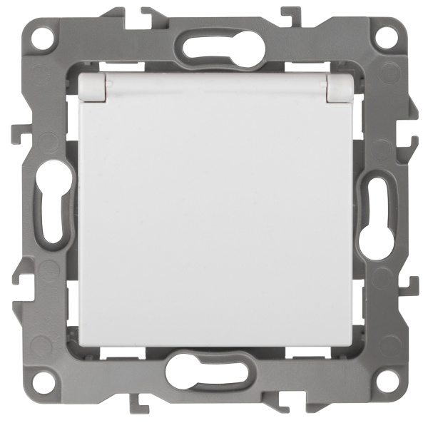 ЭРА 12А-2003-01 Розетка 2P+E Schuko со шторками с крышкой, 16АХ-250В, 12, Al+Cu Белый Б0038587