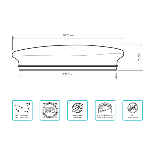 Купить Gauss Светильник Basic Space Stone НПС 24W 2050lm 4000K  220-240V IP20 370*340*90 LED 1/20 995438224