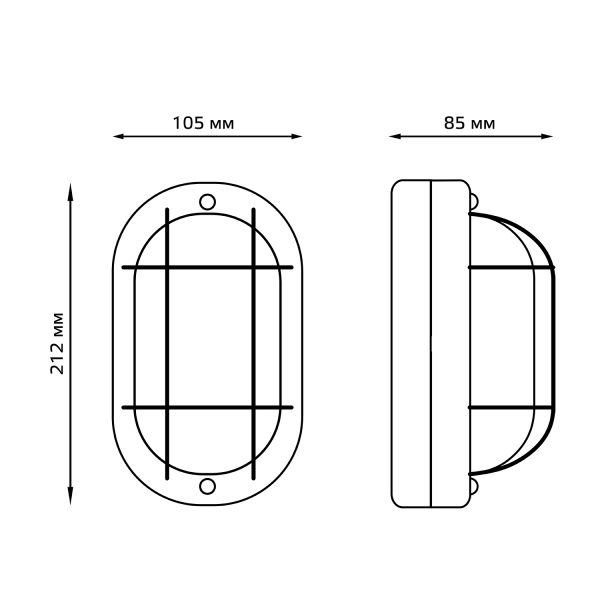 Купить Gauss Светильник НБП IP54 212*105*85 овал с решеткой под лампу Е27 max 60W, 1/12 926602216